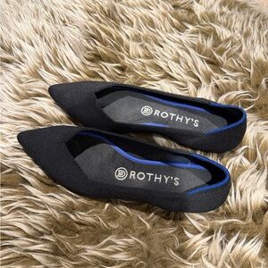Rothy’s black pointed flats, size 8